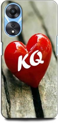 INDICRAFT Back Cover for OPPO A78 5G K Q, K LOVES Q, NAME, ALPHABET, KQ LOVE, HART, BLUE