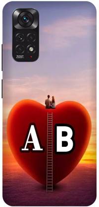 Voleano Back Cover for Redmi Note 11, A B, A LOVES B, NAME, ALPHABET, AB LOVE, HART
