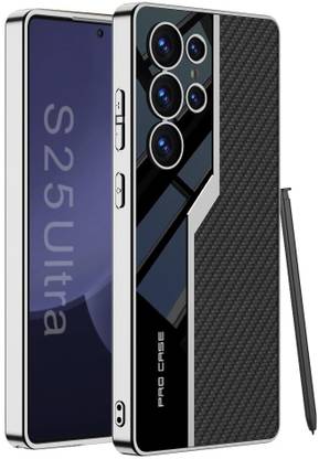 Midkart Back Cover for Samsung Galaxy S25 Ultra Leather Case with Glossy Pattern Electroplated Camera Protection