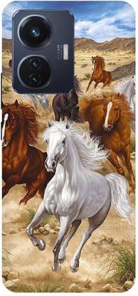 ThePrintlink Back Cover for Vivo T1 44W, HORSE, SEVEN HORSE, RUNNING HORSE