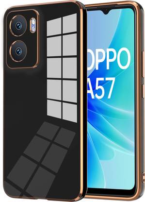 VAPRIF Back Cover for Oppo A57 5G, Golden Line, Premium Soft Chrome Case | Silicon Gold Border