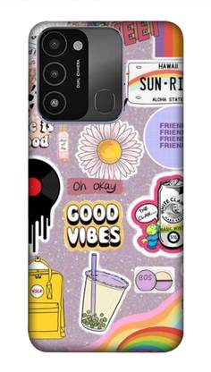 NDCOM Back Cover for Tecno Spark 8c Good Vibes Stickers