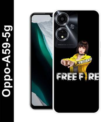 MD CASES ZONE Back Cover for Oppo A59 5G free fire text, game freefire Premimum Silicon Mobile Back Cover