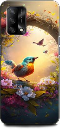 INDICRAFT Back Cover for OPPO F19 CHIDIYA, COLURFULL BIRD, KINGFISHER, NATURE