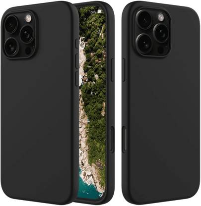 ArmourPro Back Cover for iPhone 16 Pro Max, Apple iPhone 16 Pro Max, Black Solid Silicon Case
