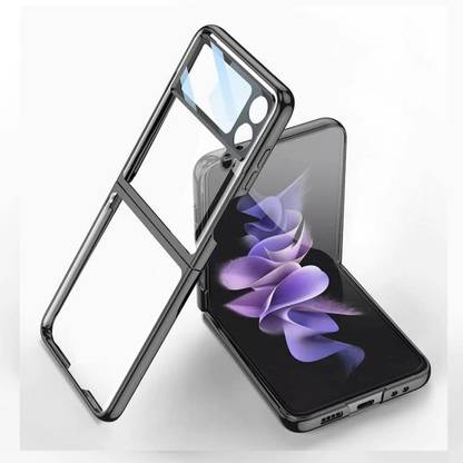 SCALEBEE Back Cover for Samsung Galaxy Z Flip4 / Flip 4 5g Slim Chrome Finish with Bare Metal Grip touch Case