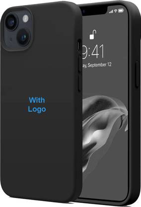 FIXTOTEL Back Cover for Apple iPhone 13 Mini, iPhone 13 Mini, Slim Soft Liquid Gel Silicone Case With Logo, Cloth, Black