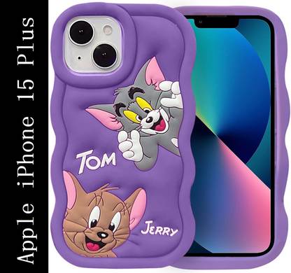 Coverskart Tom and Jerry Cartoon Back Cover for Apple iPhone 15 Plus, Soft Silicone 3D Cute Cartoon Full Protective Case