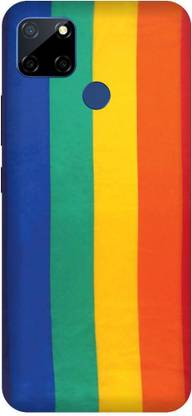 PHONE WALEY.COM Back Cover for Realme C12, RMX2189, Color Gradient Rainbow Stripes,Apple logo, Printed