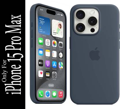 FIXTOTEL Back Cover for Apple iPhone 15 Pro Max, With Logo, Slim Soft Liquid Gel, Silicone Case, Microfiber Lining