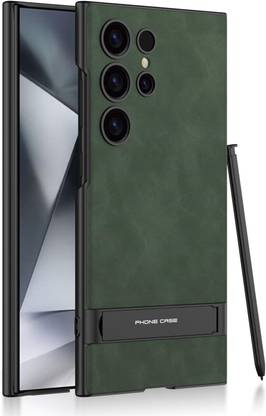 Midkart Back Cover for Samsung Galaxy S24 Ultra Frosted Leather Cover with Kickstand Hard PC Camera Protection