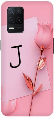 PICHKU Back Cover for Realme Narzo 30 5G,J, Pink, Rose, Alphabet, Latter, Design
