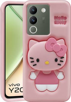 Asgeot Back Cover for Vivo Y200 5G Cute Hello Kitty Soft Case with Kitty Face Holder for Girls (Pink)