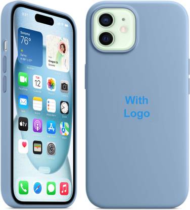 FIXTOTEL Back Cover for iPhone 12 Mini, Logo, Slim Soft Liquid Gel, Silicone, Microfiber Lining, Winter
