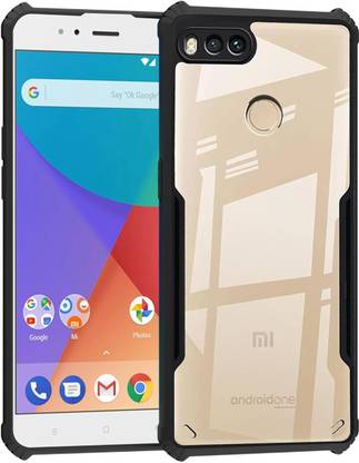 SUCH Back Cover for Back Cover for Mi A1 Old (Transparent, Black,Pack of: 1)