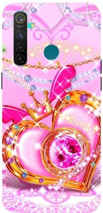 ADZIRE Back Cover for realme 5 Pro, RMX1971, CROWNED, PINK HEART DIAMOND HEART