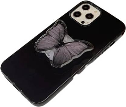 PEEPERLY Cute Butterfly Pop Socket Back Cover for Apple iPhone 13 Pro Max
