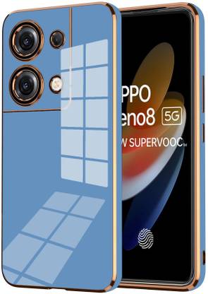 VAPRIF Back Cover for OPPO Reno8 5G, Golden Line, Premium Soft Chrome Case | Silicon Gold Border