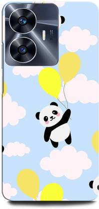 ORBIQE Back Cover for Vivo Y02 PANDA, LOVE, BEAR, AMOR, BALLOON PANDA, YELLOW