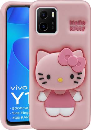 Asgeot Back Cover for Vivo Y01 4G Cute Hello Kitty Soft Case with Kitty Face Holder for Girls (Pink)