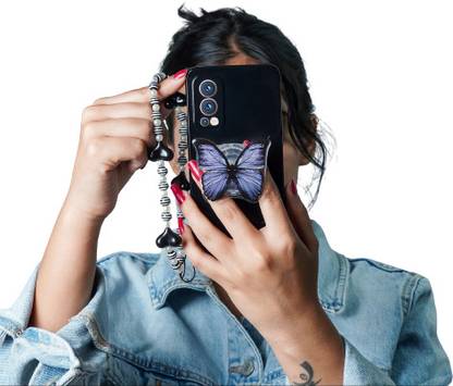 PEEPERLY Cute Butterfly Pop Socket Back Cover for OnePlus Nord CE