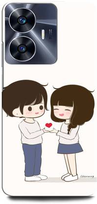 ORBIQE Back Cover for Vivo Y02 GIRL, BOY, LOVE, ANIME, COUPLE, HEART
