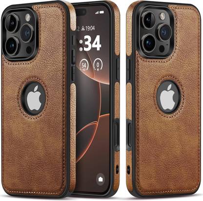 Coverskart Back Cover for Apple iPhone 16 Pro, Luxury Leather Shock proof Logo View Case