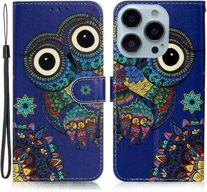 PEEPERLY Back Cover for iPhone 15 Plus Owl Wallet Leather Case ( Pattern 1 )