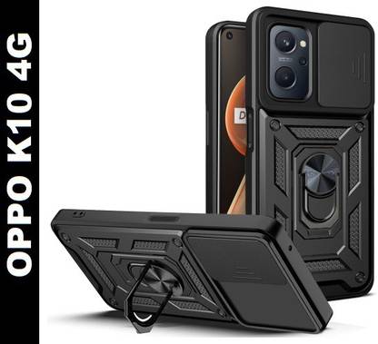 Moshking Back Cover for OPPO K10 4G, 360° Protection | Rotate Ring Stand | Slide Camera Phone Case