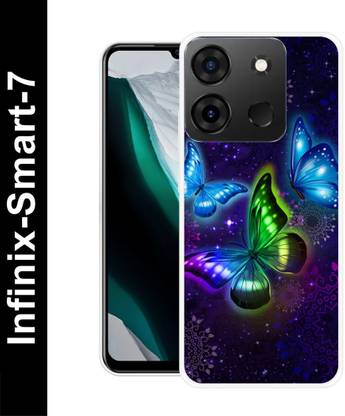 DEVLIYACASE Back Cover for Infinix Smart 7 BUTTERFLY, BEAUTIFUL BUTTERFLIES, BLUE BURRERFLY, GLITTER