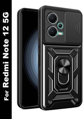 ShieldTech Back Cover for Redmi Note 12 5G, with Sliding Camera Shield & 360° Protection Ring Stand Mobile Phone Case