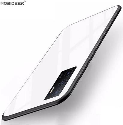 MOBIDEER Back Cover for Vivo Y75 4G, Toughened Glass Back Case with Soft TPU Bumper