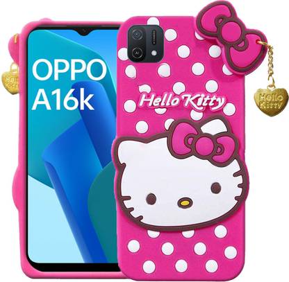 Wowcase Back Cover for OPPO A16k, 3D Cute Doll, Hello Kitty Case, Soft Girl Back Cover with Pendant