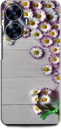 INDICRAFT Back Cover for Realme C55 FLOWERS, WHITE FLOWERS, NATURE, CLASSIC