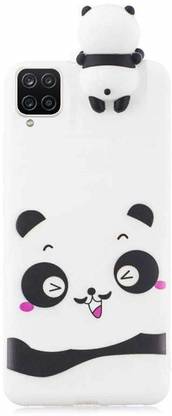 ELEF Back Cover for Samsung Galaxy A12 Cute Soft Silicone Rubber Smiley Panda