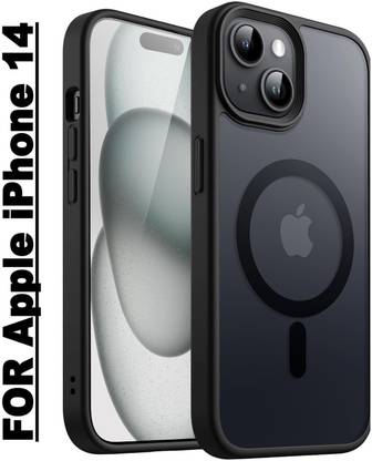 FIEUSCHE Back Cover for Apple iPhone 14 Frosted Matt Case Cover Compatible with MagSafe Wireless Charging_Black