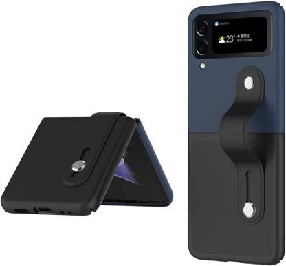 SCALEBEE Back Cover for Samsung Galaxy Z Flip 4 / Flip4 5G Ultra-Thin Lightweight Leather Strap Kickstand Cover