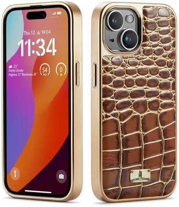 SCALEBEE Back Cover for Apple iPhone 15 Premium Leather Electroplate Crocodile Pattern Crome Case