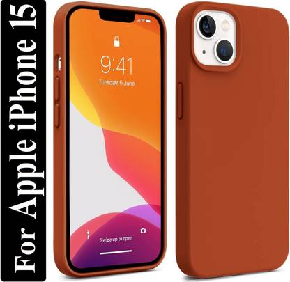 Coverskart Liquid Silicone Back Cover for Apple iPhone 15, Logo Embossed Shock Proof Microfiber Case