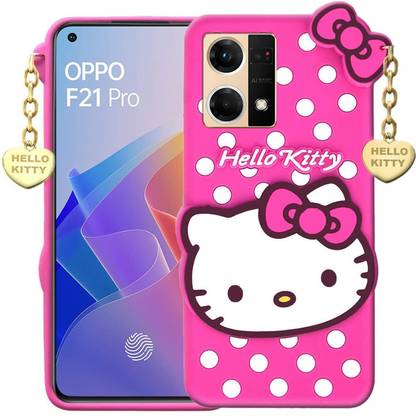 KING COVERS Back Cover for Oppo F21 Pro (4G), Hello Kitty Case | 3D Cute Doll | Soft Girl Back Cover with Pendant