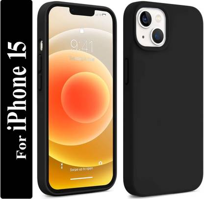 Coverskart Liquid Silicone Back Cover for Apple iPhone 15, Logo Embossed Shock Proof Microfiber Case