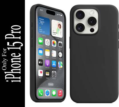 FIXTOTEL Back Cover for iPhone 15 Pro, With Logo, Slim Soft Liquid Gel, Silicone Case, Microfiber Lining