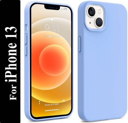 Coverskart Liquid Silicone Back Cover for Apple iPhone 13, Logo Embossed Shock Proof Microfiber Case