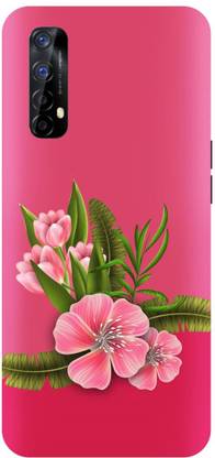ADZIRE Back Cover for realme 7, RMX2151, PINK, GREEN, FLOWER, FLOWERS, ART
