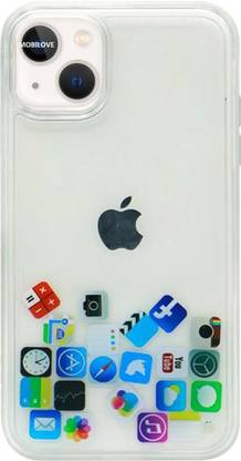 MOBILOVE Back Cover for Apple iPhone 13 | Clear Floating App Icons Case With Hard Back Design Soft Side TPU Case