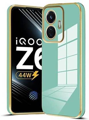 INT Back Cover for iQOO Z6 44W 6D Chrome | (Gold Plated Frame | Glossy Backside Light Green