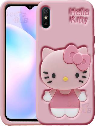 DeepzHub Back Cover for Redmi 9A, Cute Hello Kitty Soft Case Cover with Kitty Face Holder for Girls