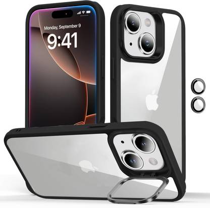 Coverskart Back Cover for Apple iPhone 15, Utlra Hybird lens protectors and built-in stand