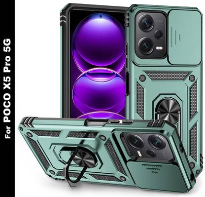 Moshking Back Cover for POCO X5 Pro 5G, with Sliding Camera Shield Cover & 360° Rotate Ring Stand Case