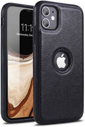 VURIOZZ Back Cover for Apple iPhone 11 | PU Leather Flexible Soft With Logo View Back Case Cover